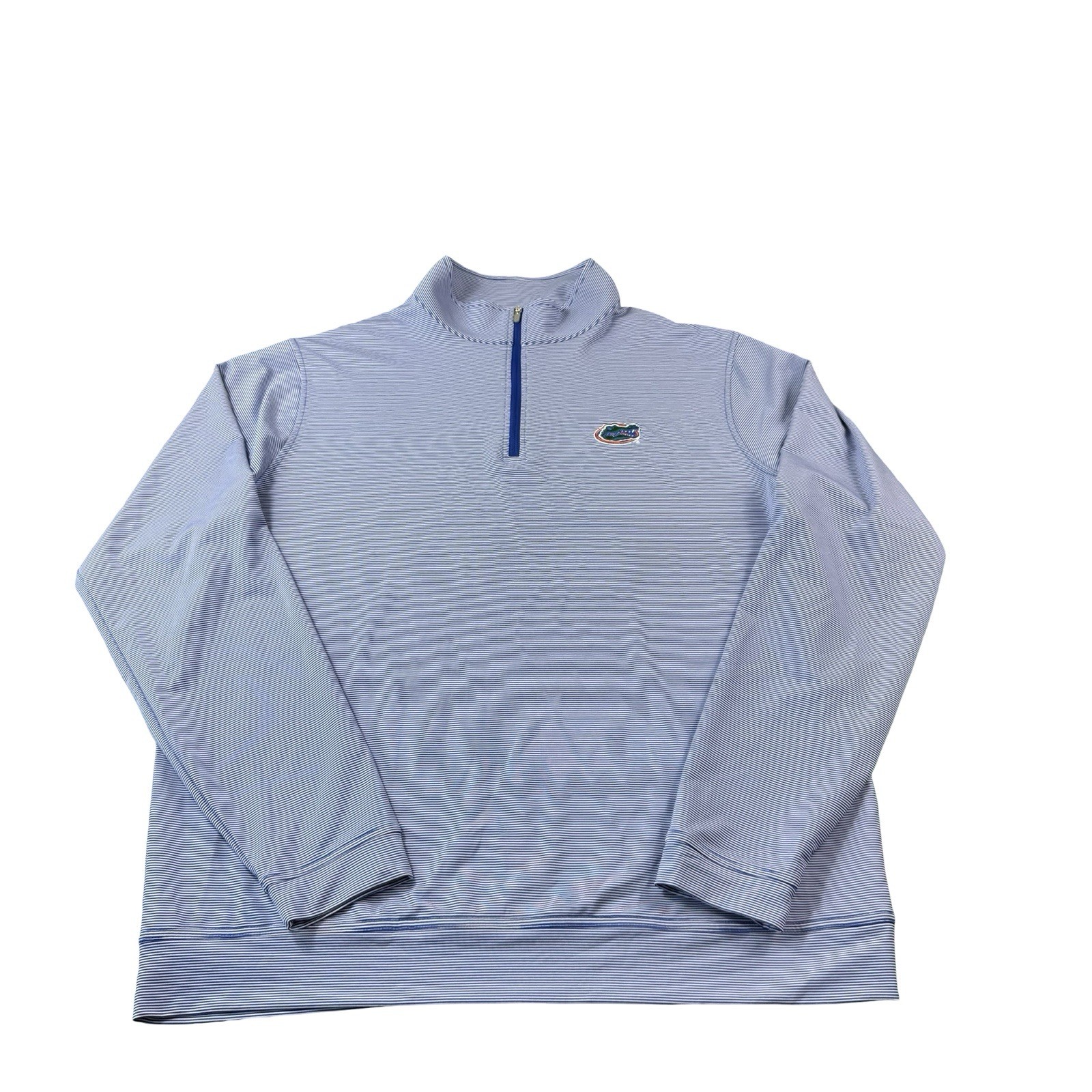 Peter Millar Blue White Striped Florida Gators Performance Half Zip Size Large