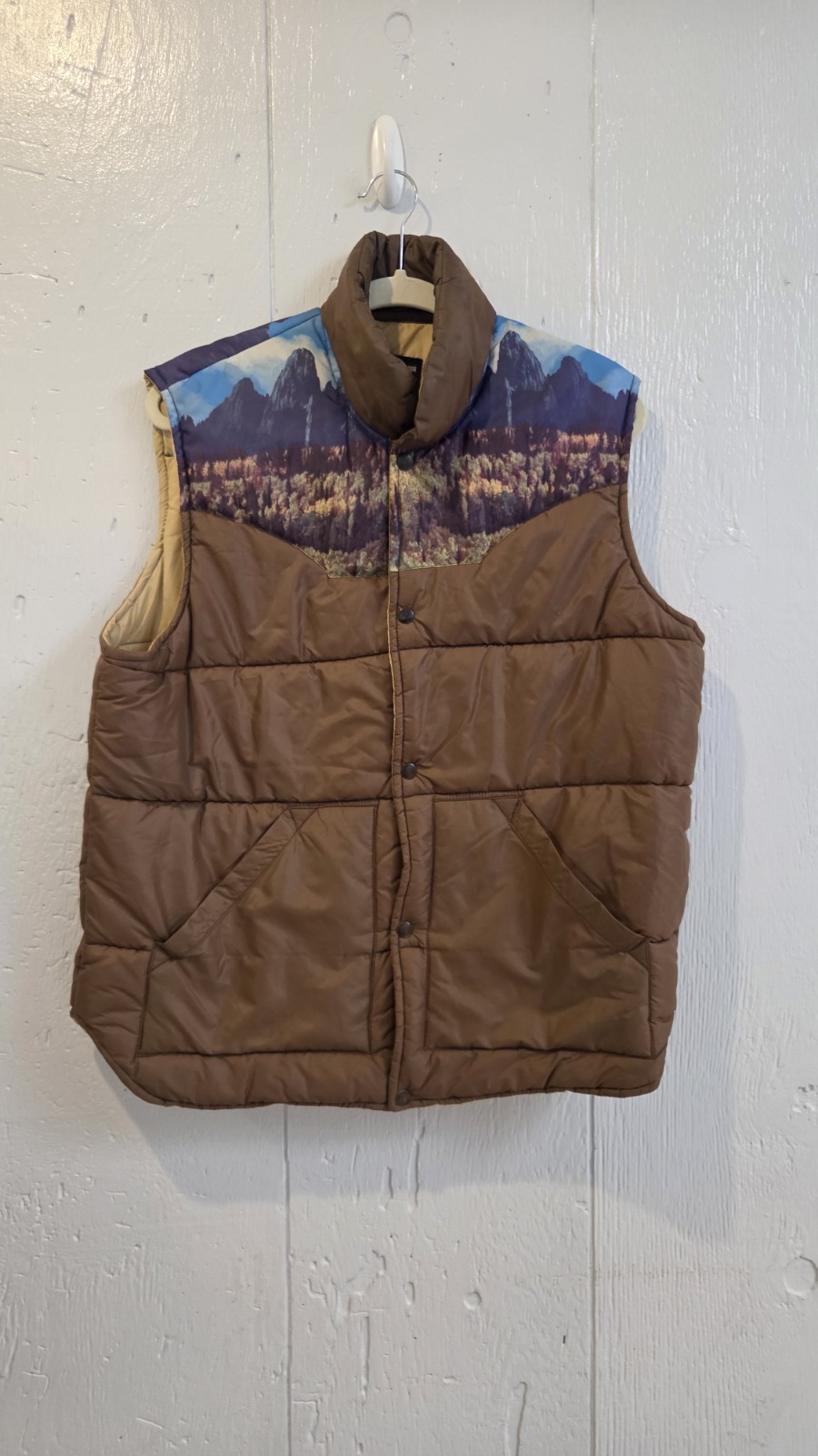 Vtg Sears Western Wear Puffer Vest Large Mountain Desert Cowboy Ranch USA Made