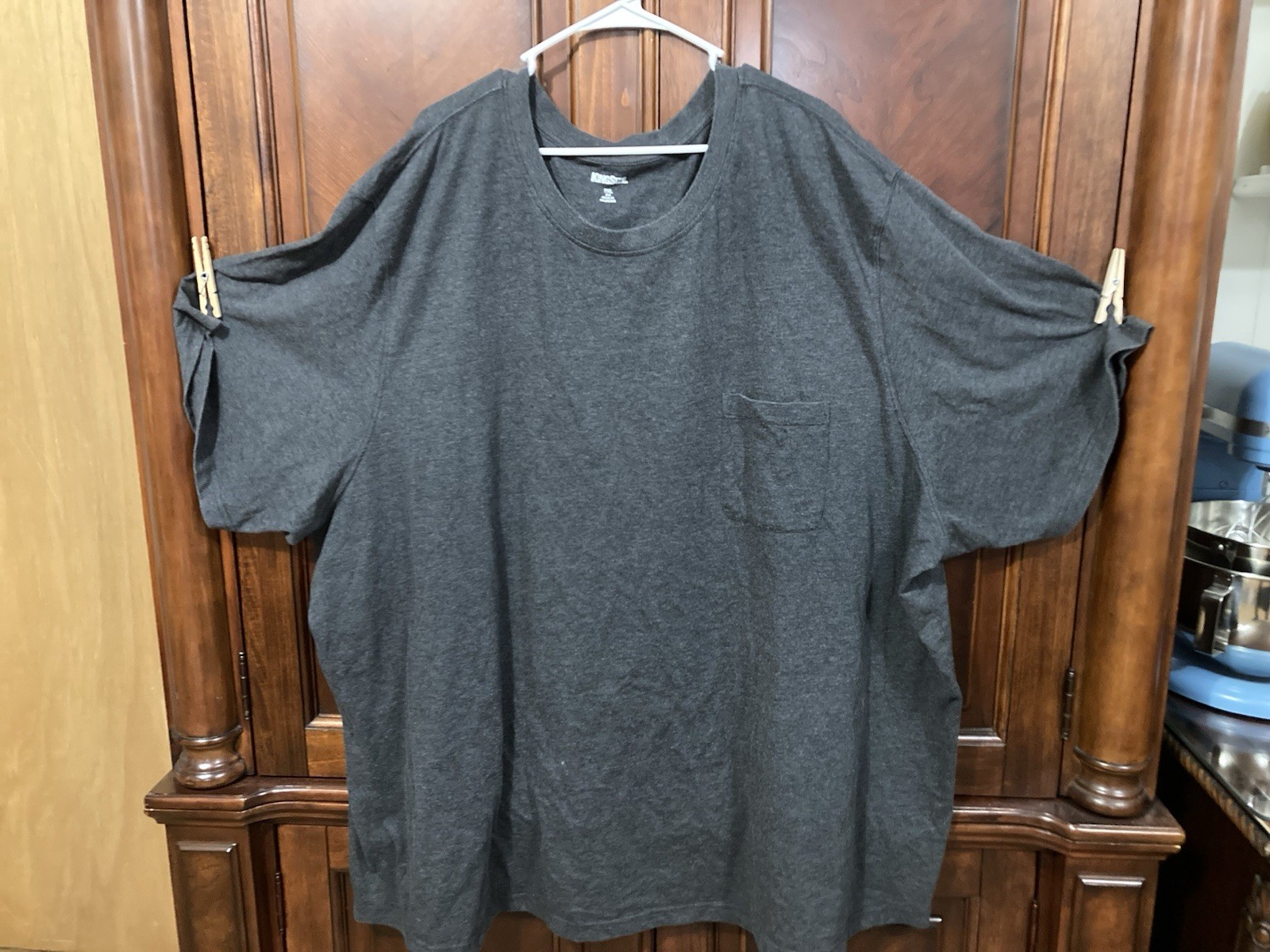 men’s 7xl big Kingsize crewneck s sleeve pocket tee shirt Heather Charcoal Grey