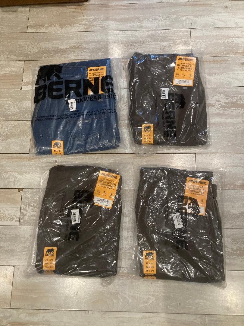 Berne Relaxed fit Carpenter pants size 38×34, Lot of 4. Brand new in bags.