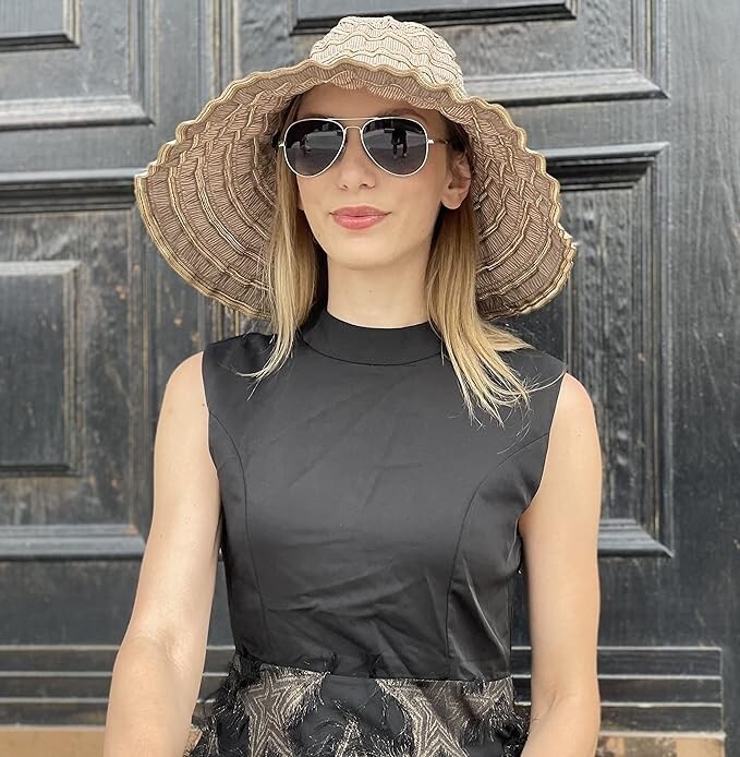 Women Folding Vintage Outdoor Sun Hats for Beach Garden Travelling UV Protection
