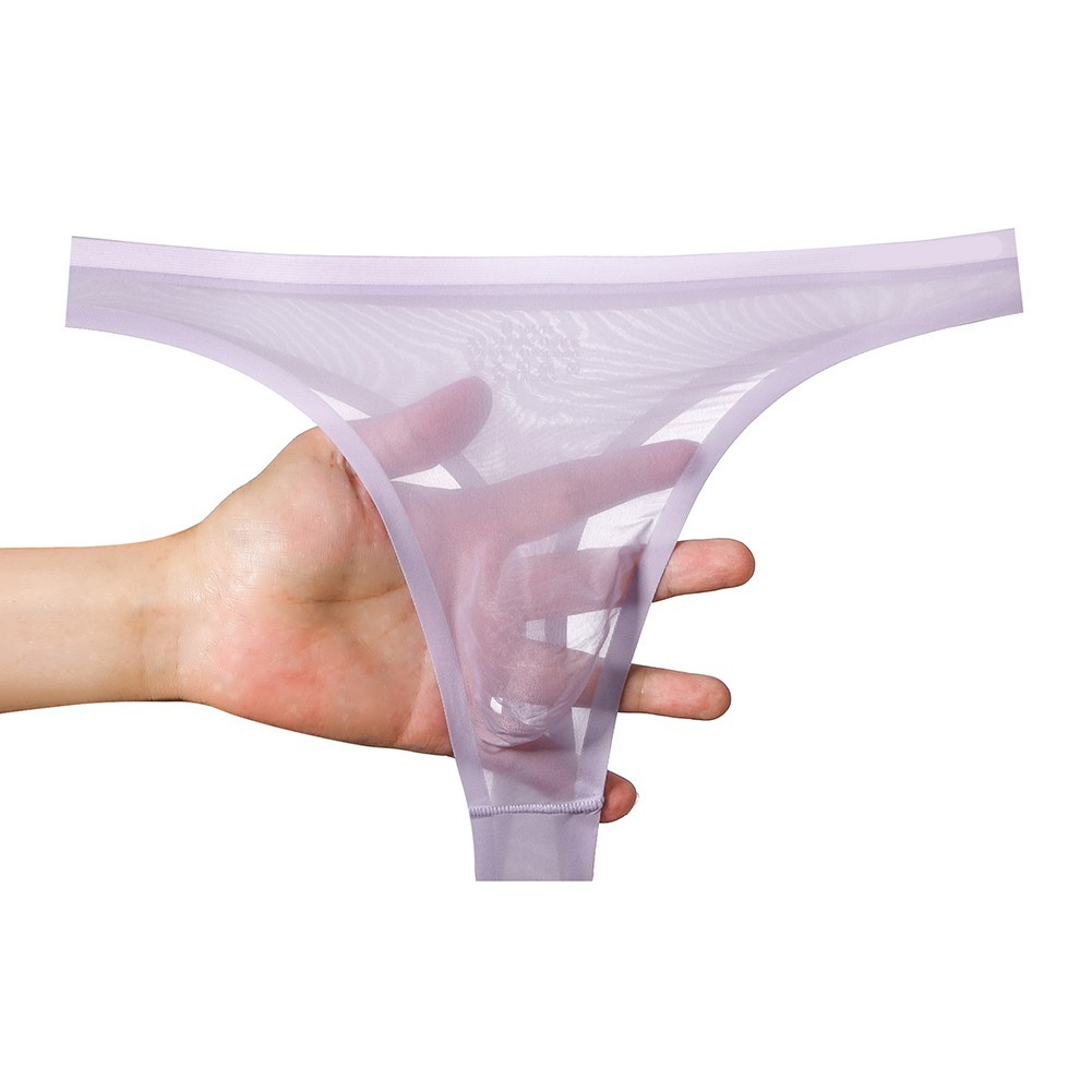 Men’s Seamless Ice Silk Thong with 3D Bulge Pouch T-Back and Lightweight Feel