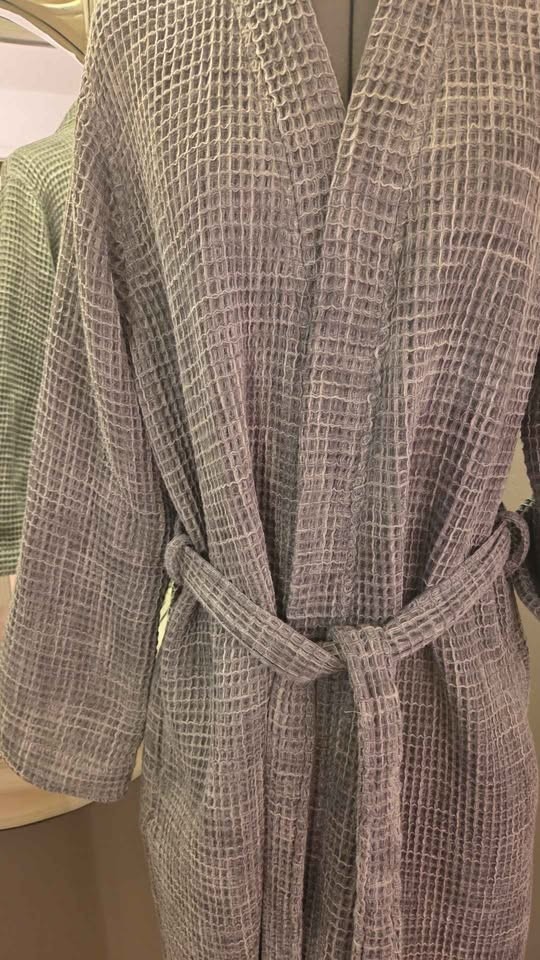 Parachute Waffle Robe Charcoal Gray 100% Turkish Cotton Loungewear Large Unisex