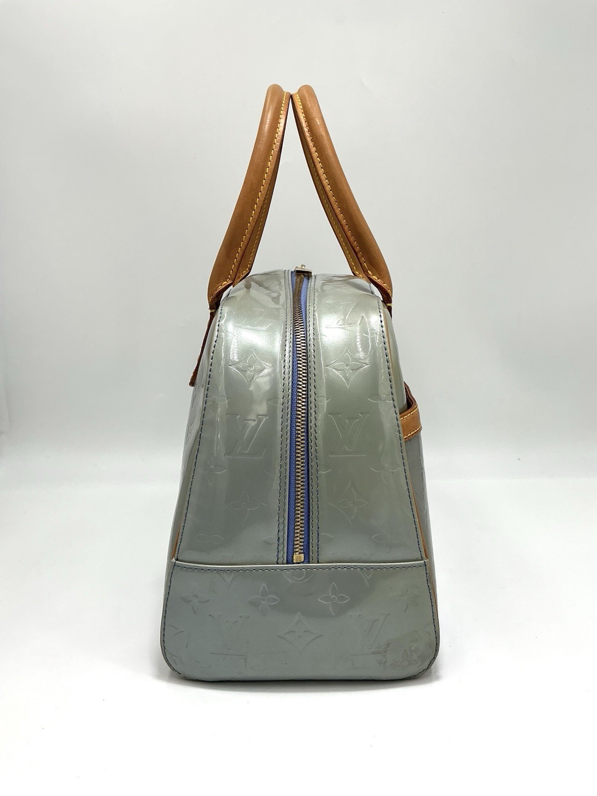 Louis Vuitton LV Monogram Tompkins Sq Vernis Patent Leather Gray Tote Bag + COA