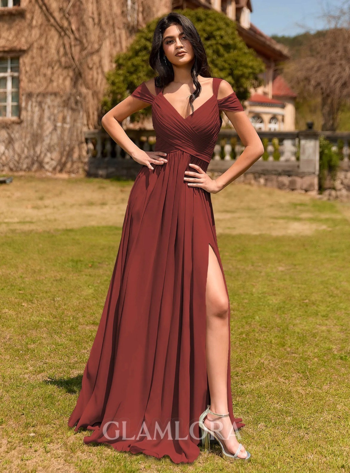 Glamlora Bridesmaid Dress – Rust – New in Packaging (Size: 10)