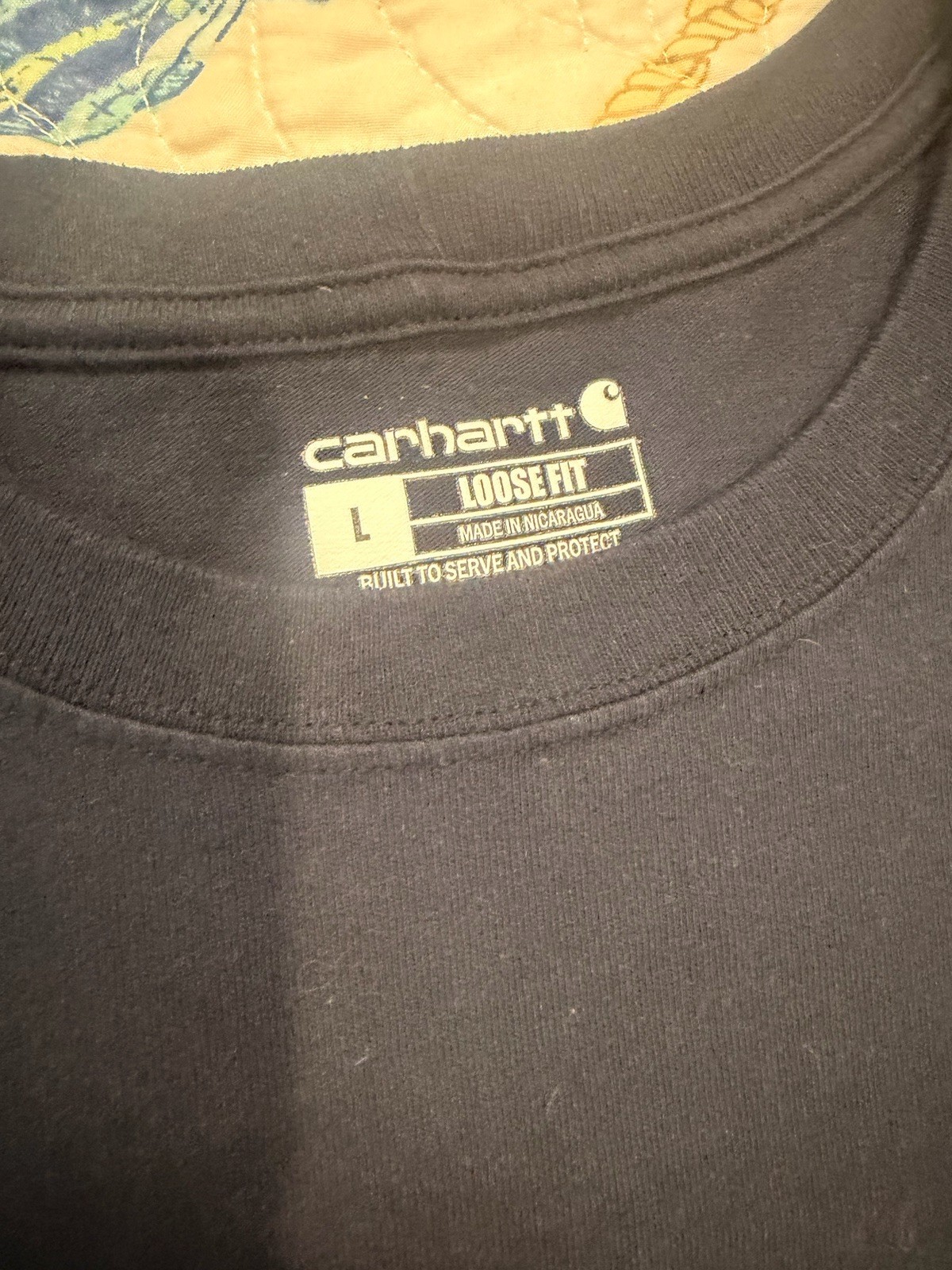 Carhartt Men’s Loose Fit Pocket T-Shirt Navy L Cotton Knit Crew Neck