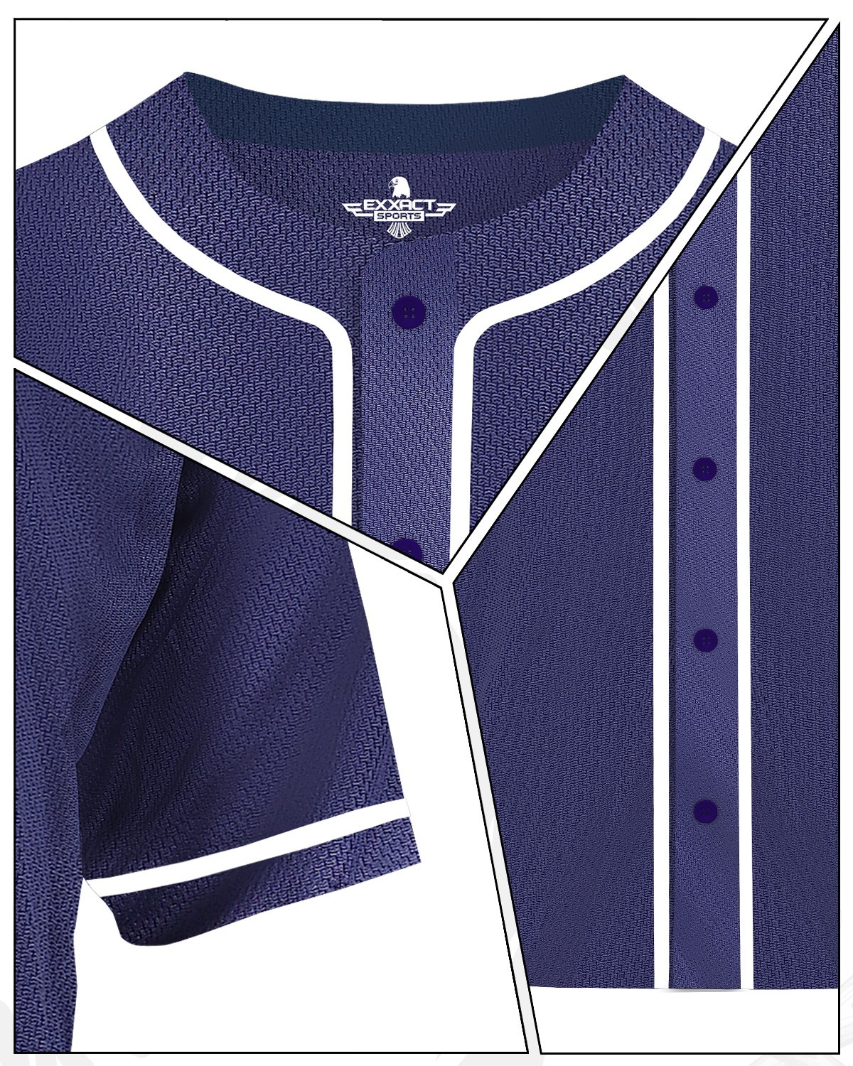 Exxact Sports Blank Baseball Jersey Men, Full Button Down Plain Baseball Jersey