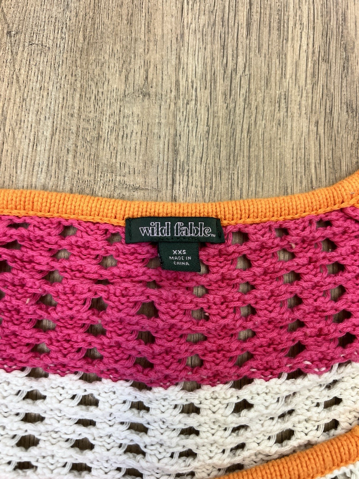 Wild Fable Multi-Color Striped Crochet Open Knit Crop Sweater XXS