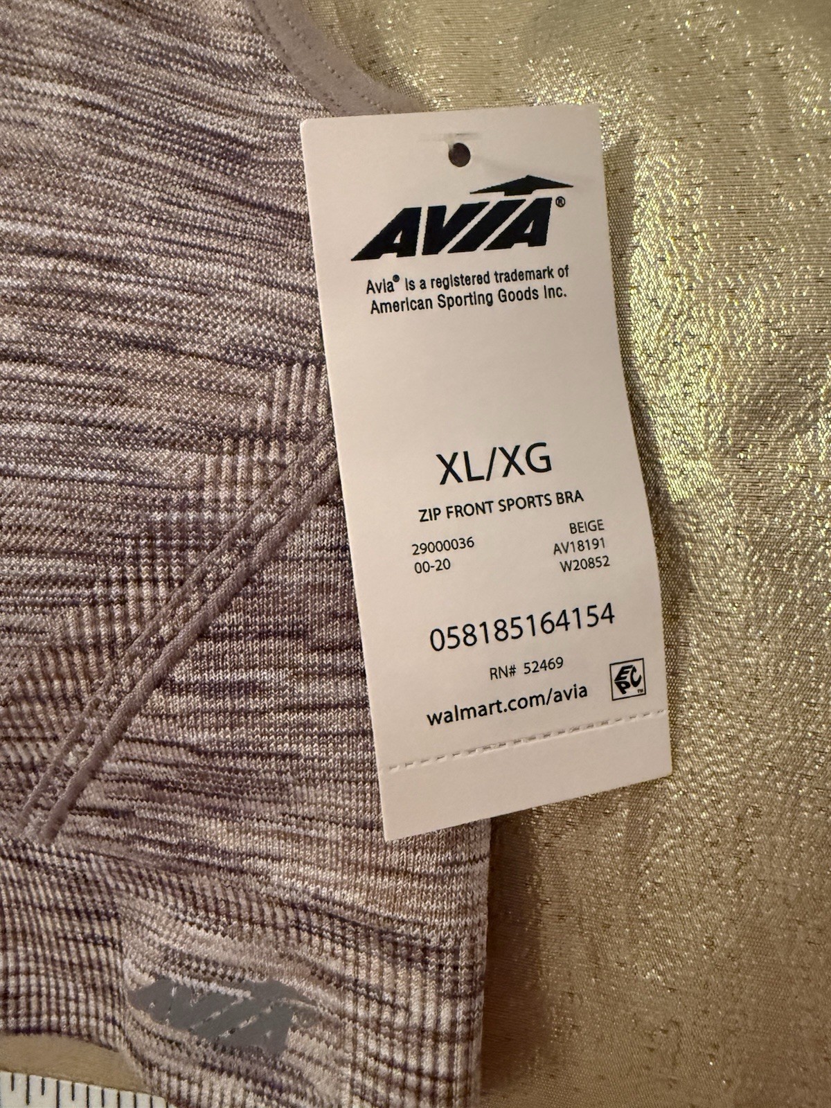 NWT Avia Zip Front Removable Pads Wire Free Sports Bra Medium Support Size XL