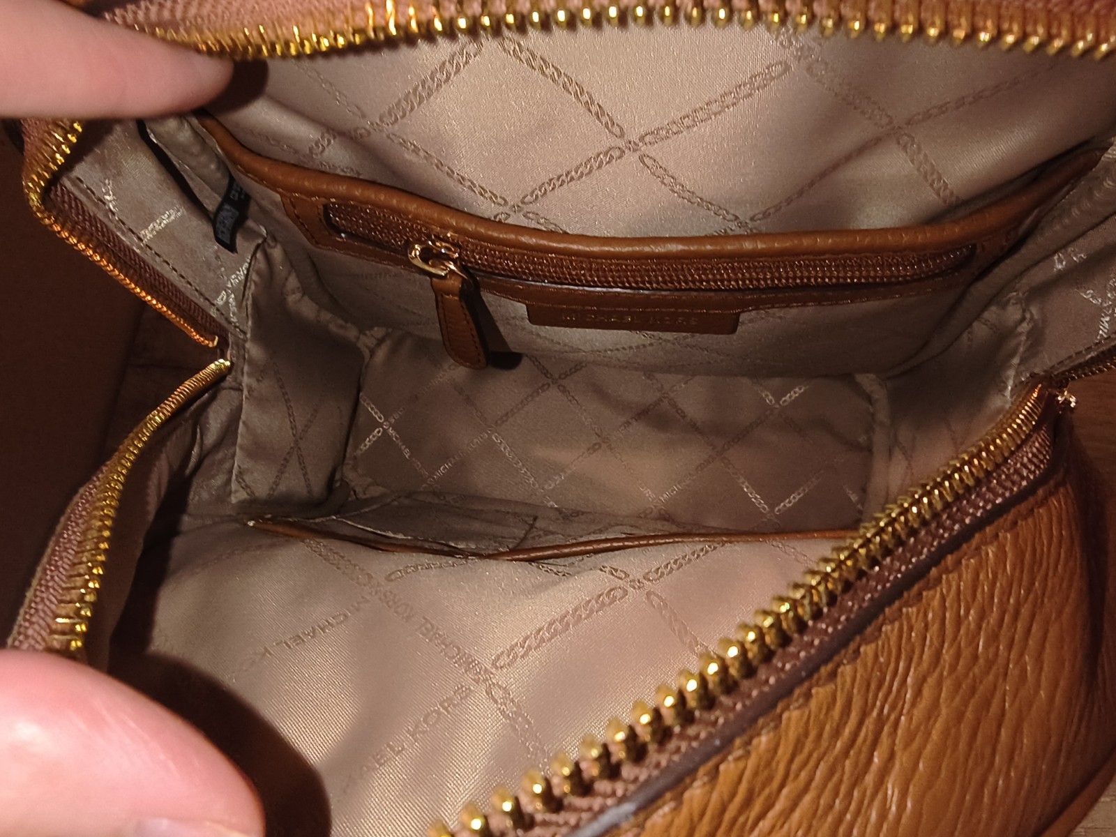 Michael Kors Abbey Medium Pebbled Leather Backpack – Luggage/Tan Brown