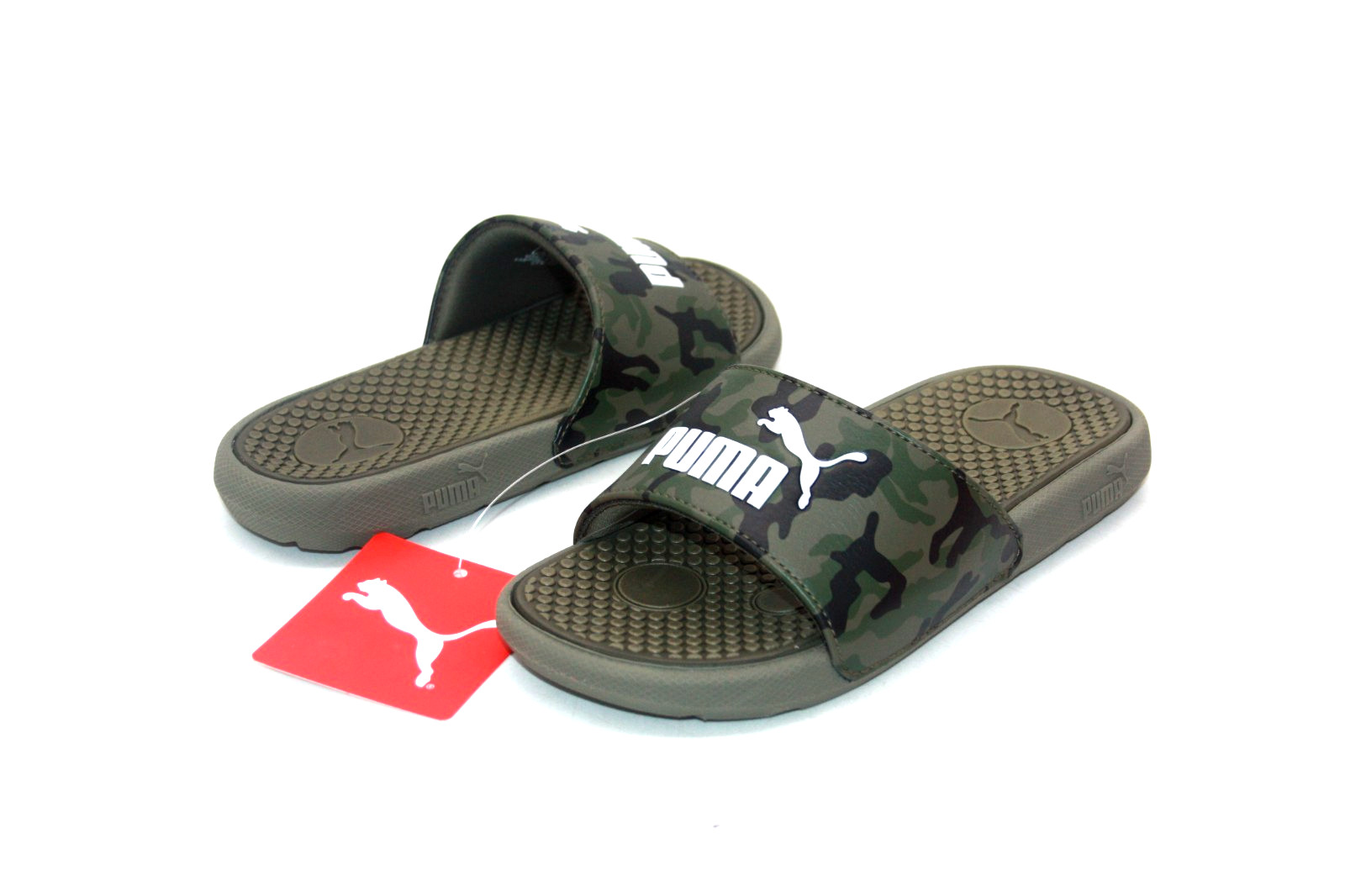 PUMA COOL CAT CAMO BX PS SLIDE SANSDAL 382626-01 DARK OLIVE /WHITE LITTLE KIDS