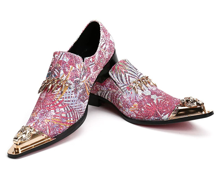Korean Men’s Real Leather Dress Metal Pointed Toe Formal Pull On Shoes Party