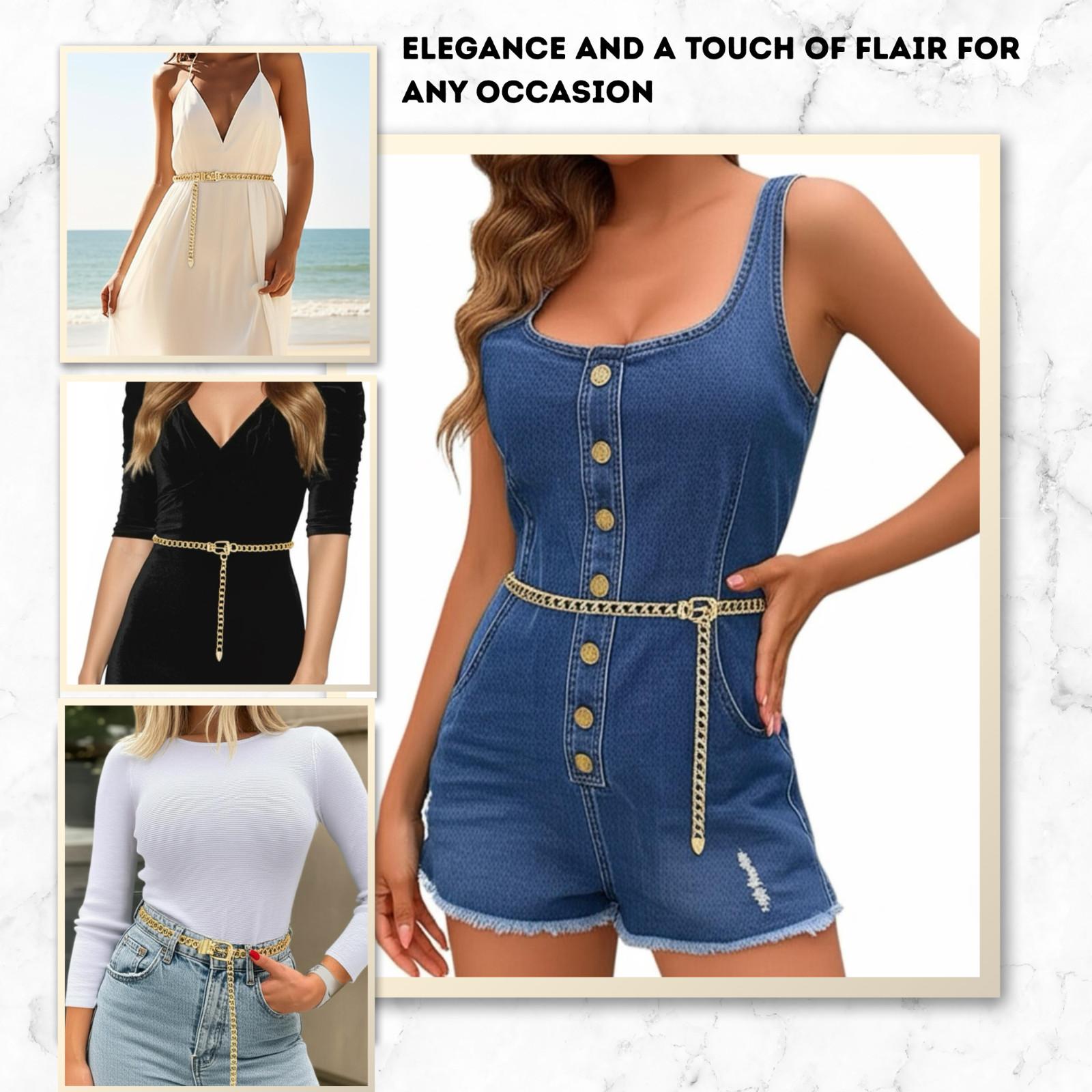 Lightweight Buckle Metal Waist Chain Link Belt Luxury For Women Gold
