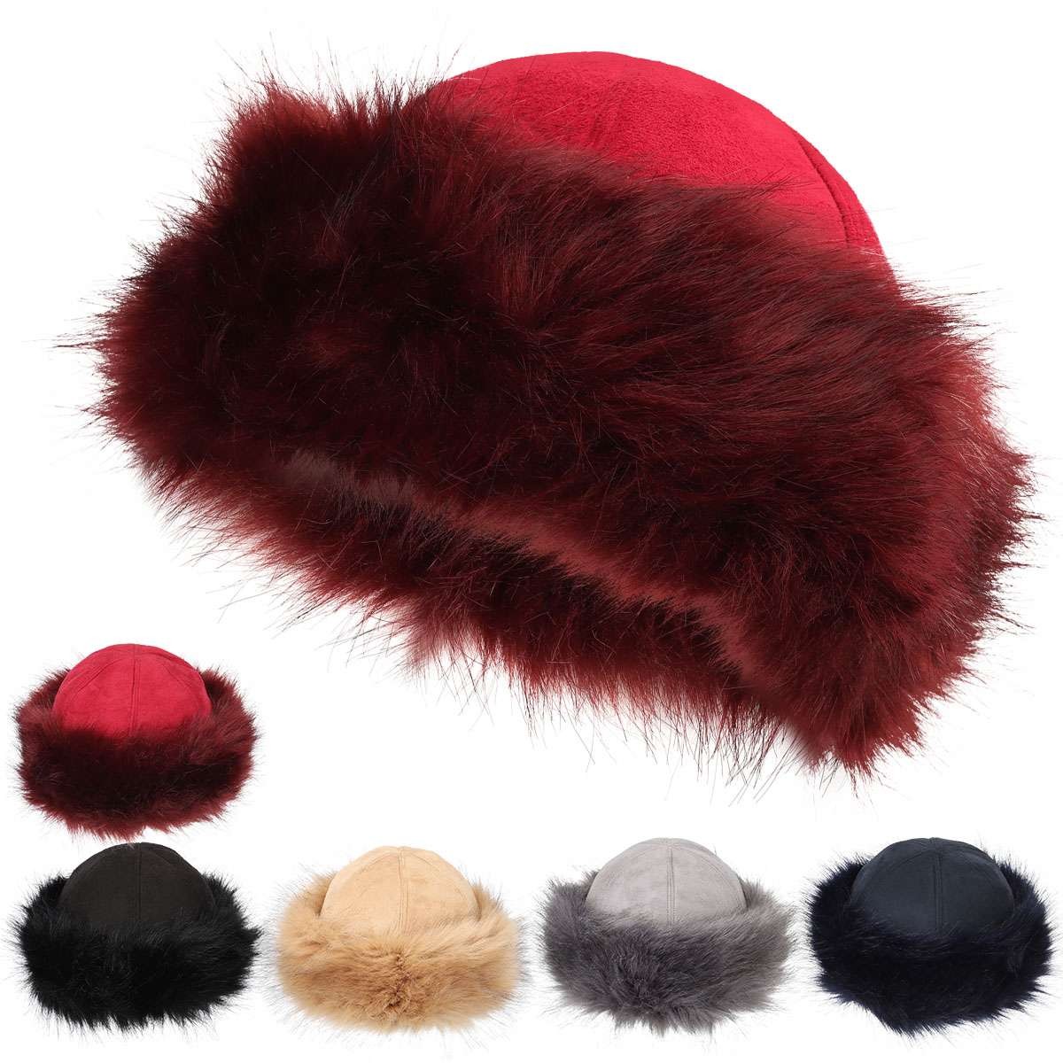 Women Soft Russian Thick Fluffy Fox Faux Fur Mongolian Hat Winter Ear Warmer Ski