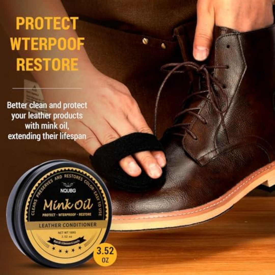 Mink Oil for Leather Boots, Boot Leather Care Kit, Leather Shoe Care Kit for Cow