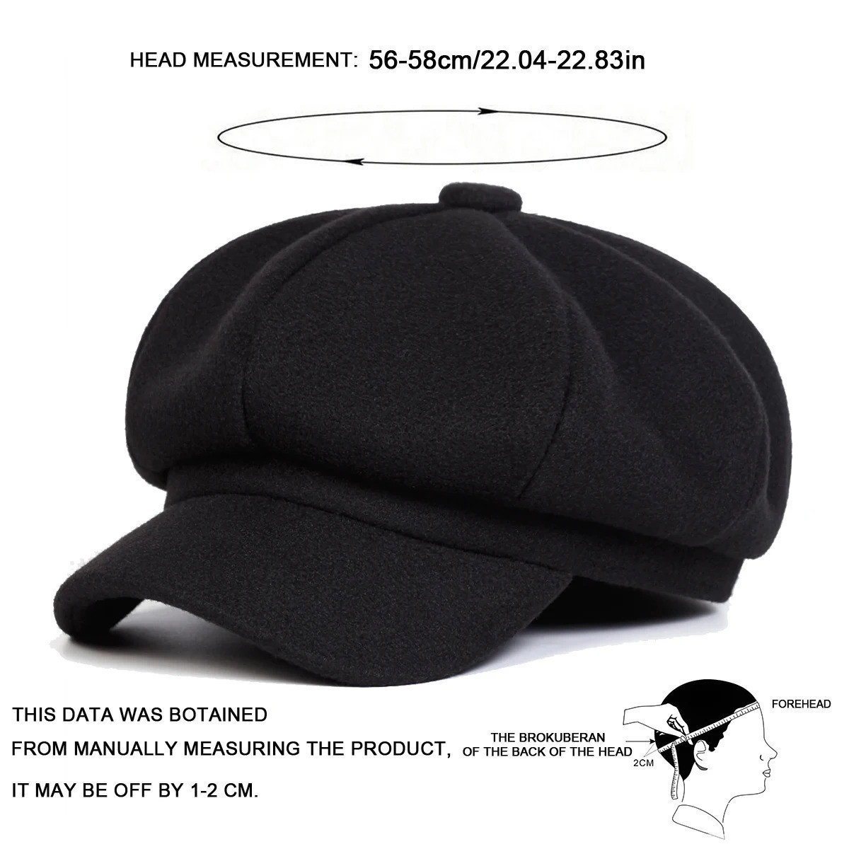 Vintage Style Baker Boy Cabbie Flat Cap Peaked Beret Warm Visor Hat