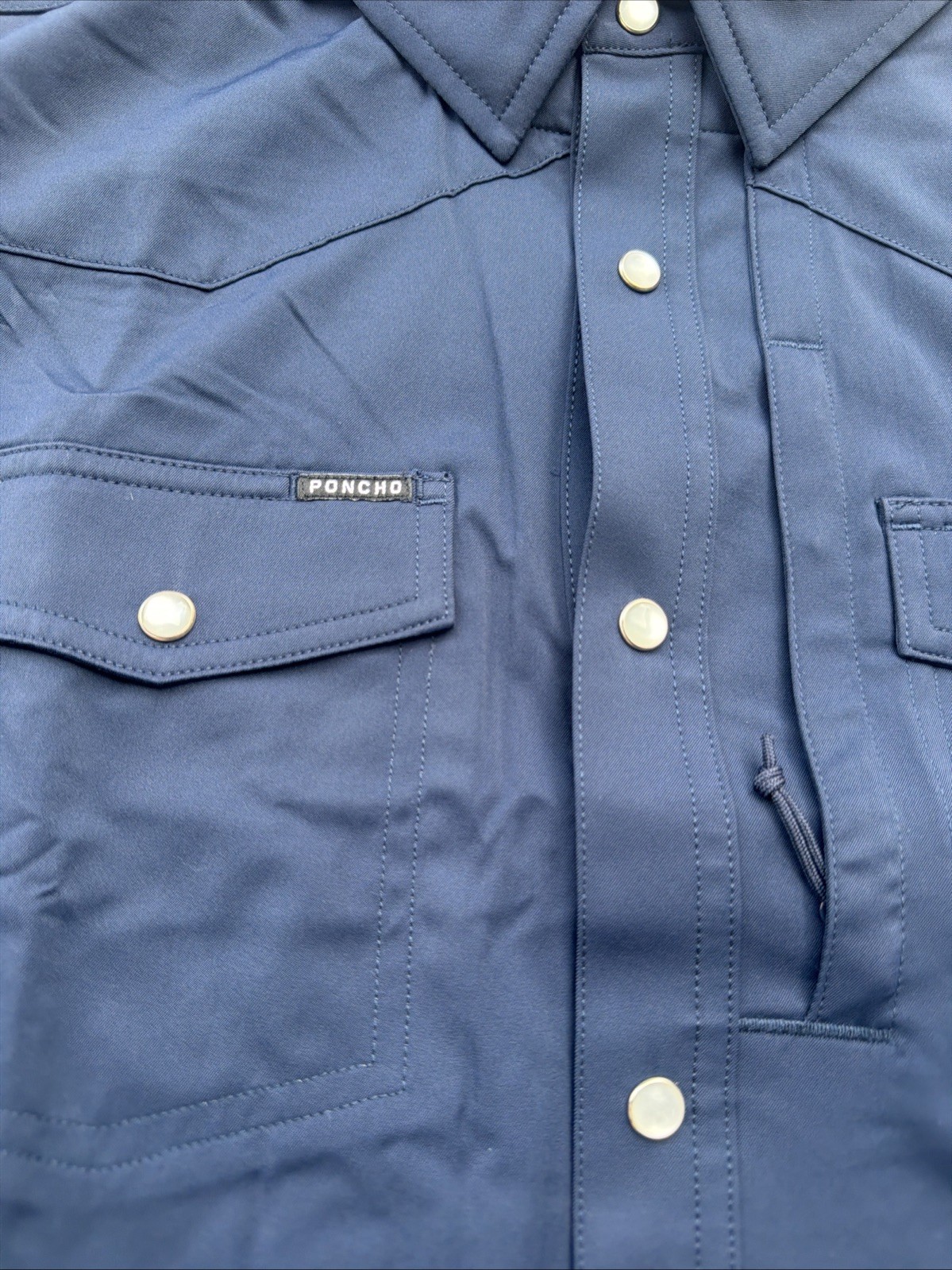 Poncho Men’s Shirt The Del Mar Pearl Snap Short Sleeve XL Slim Fit Navy