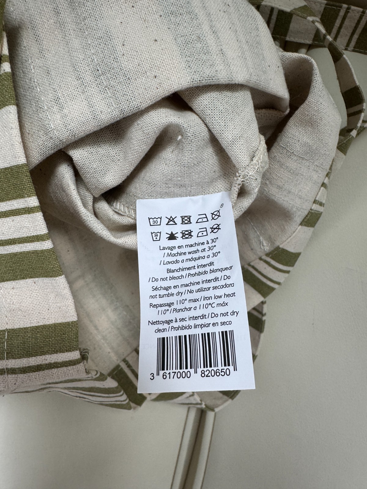 Sézane limited edition striped ecru olive khaki green cotton canvas tote NWOT