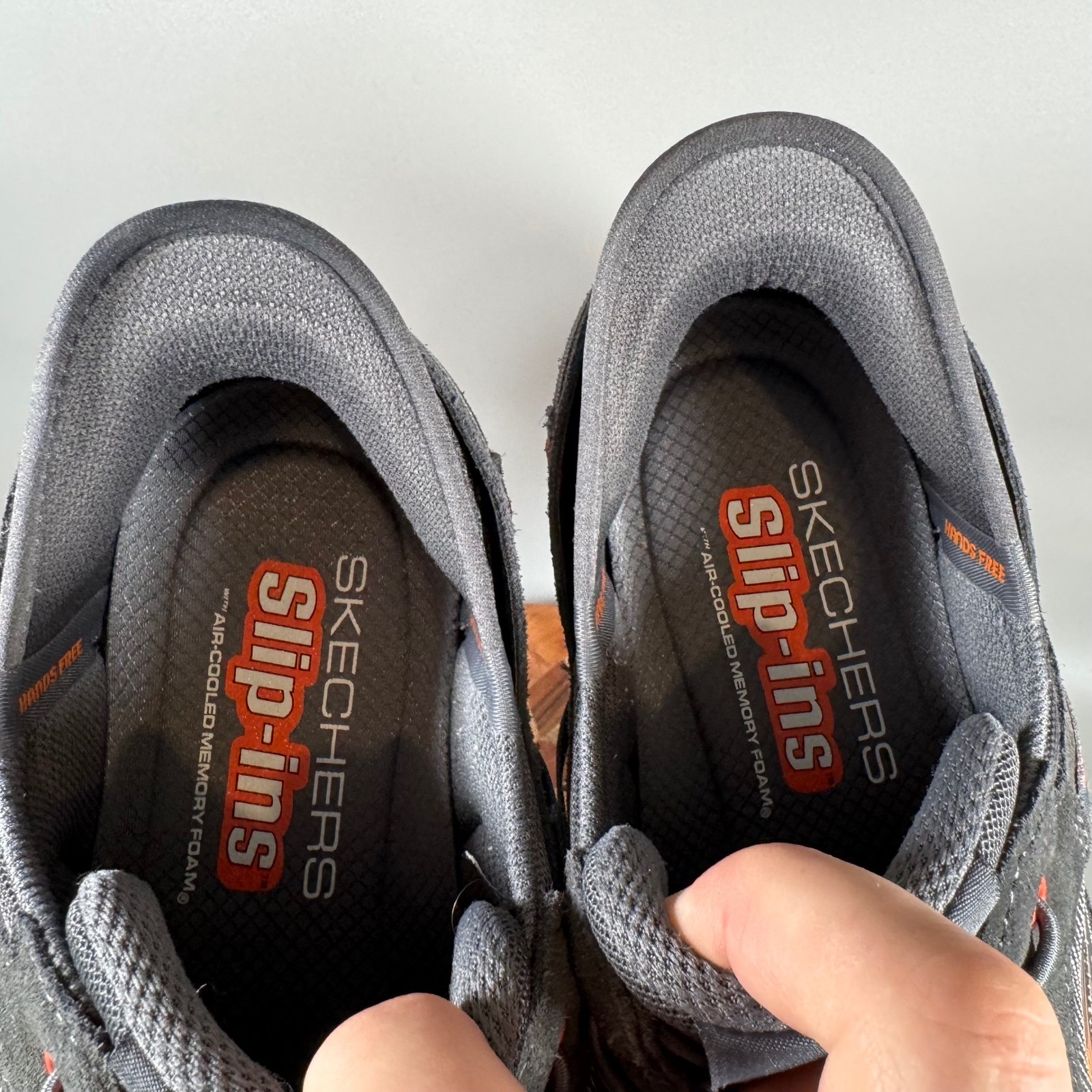 Skechers Slip-ins Relaxed Fit Mens 13 Charcoal Grey Orange Walking Shoes 237450