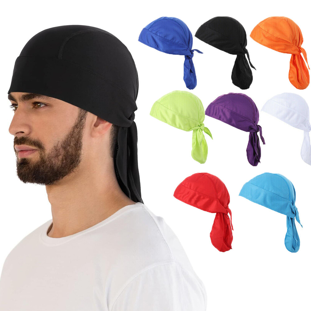 Cooling Motorcycle Wrap Biker Du Do Black Bandana Doo Rag Head Skull Cap Durag