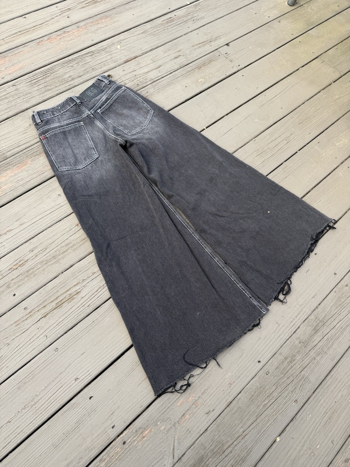 BDG Women’s Wide-Leg Denim Jeans Black Charcoal Wash Cotton 5-Pocket Button