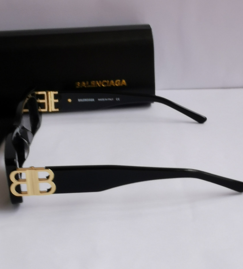 Authentic Balenciaga BB0096S Grey/Black Full-Rim Rectangle Unisex Sunglasses