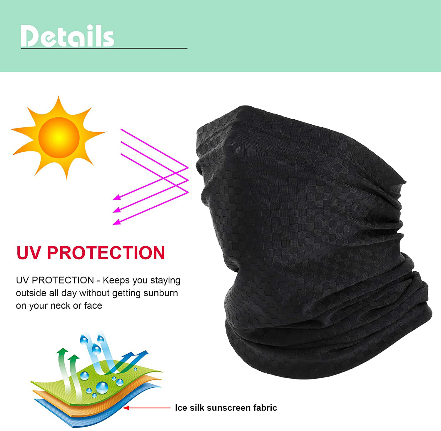 Neck Gaiter Bandana Face Mask Sun Cooling Scarf Gator Cover Head for Men Women