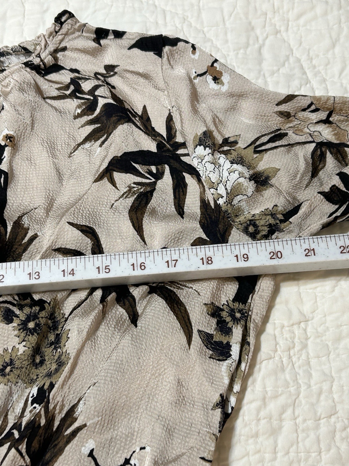 White House Black Market Womens Size M Top Smocked Waist Draping Sheer Sleeve