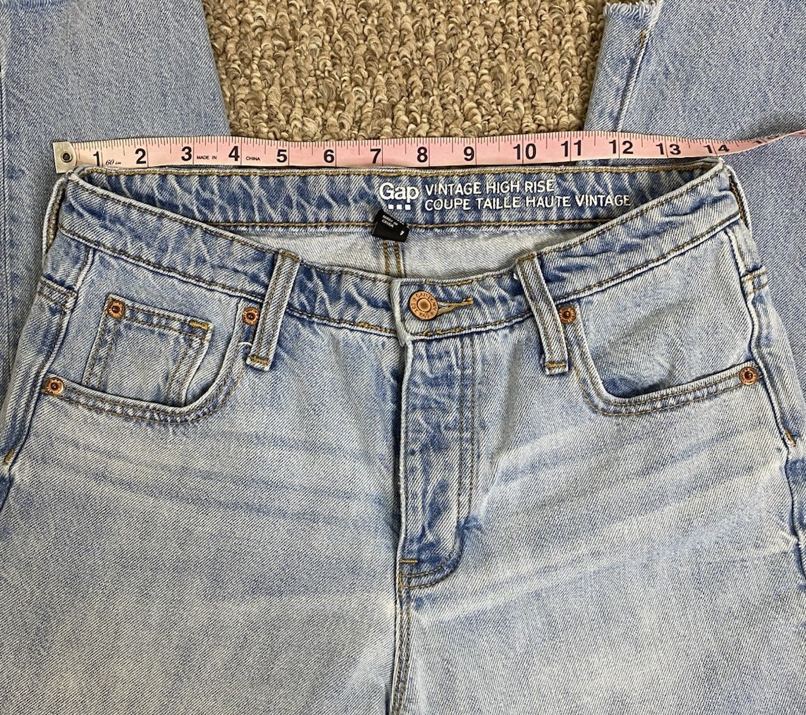 Gap Vintage High Rise Button Fly Light Wash Denim reworked crop Jeans Women’s 2
