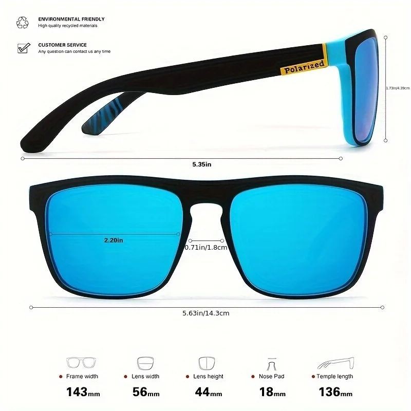 Vintage Square Polarized Sunglasses Fashion Driving Fishing Luxury Eyewear UV400