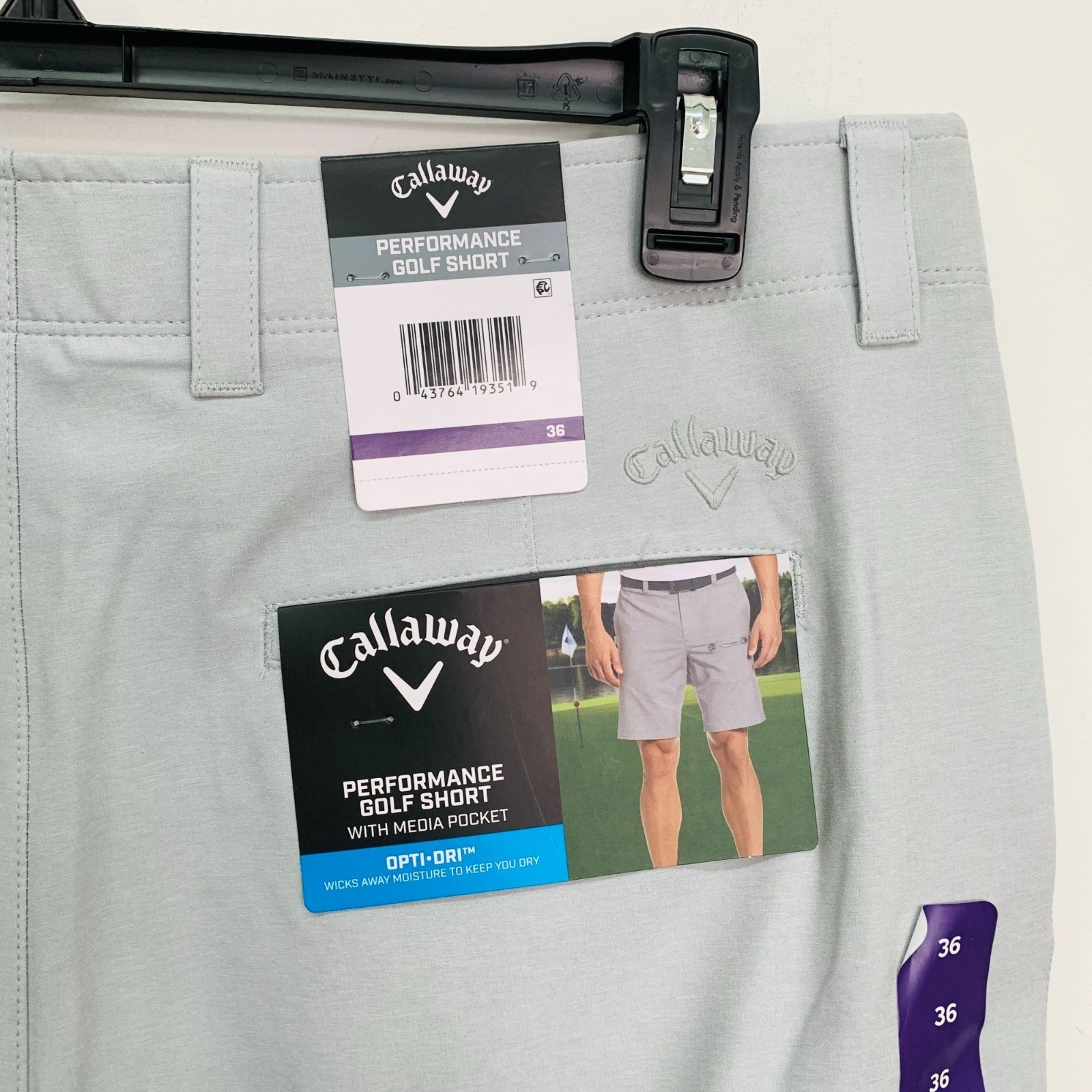 Callaway Men’s 36 Shorts Flat Front Performance Golf Short Grey Gray 36