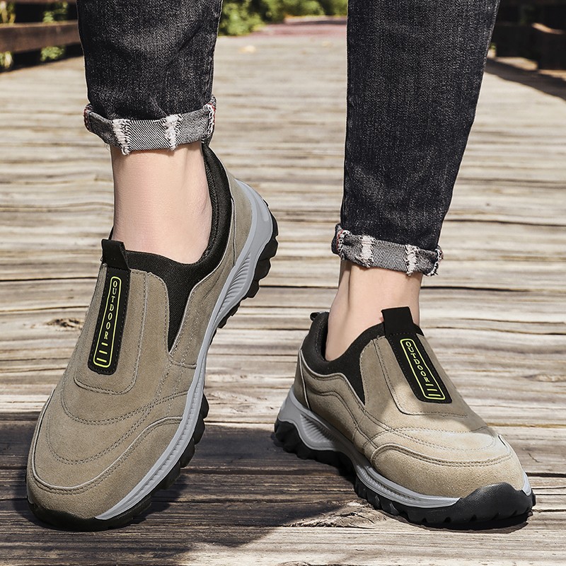 Men’s Slip-On Walking SneakersHiking Orthopedic Slip-On Wide Trail Shoes