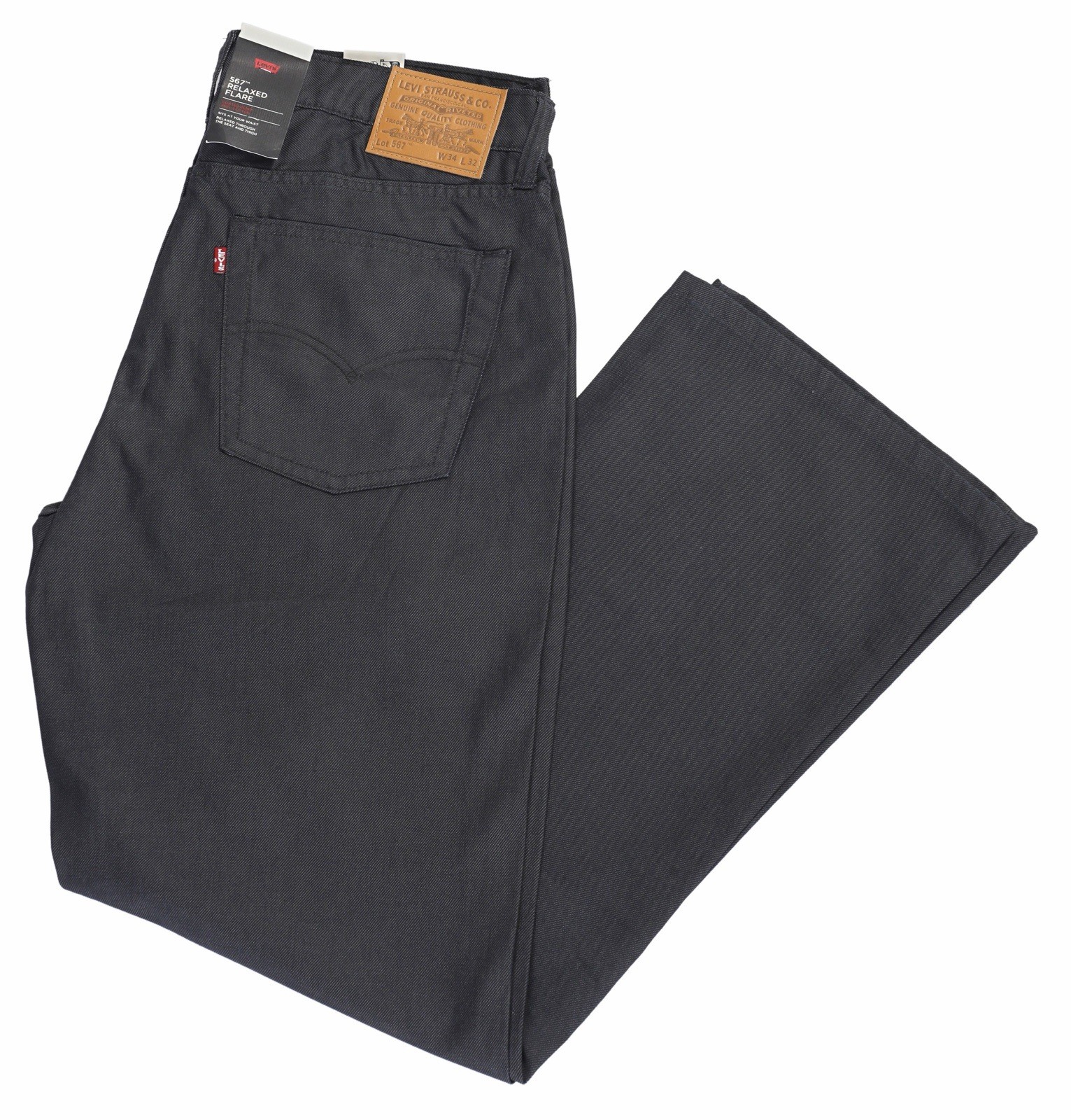 Levi’s Premium 567 Relaxed Flare Coated Black Men’s Jeans Brand New Retail $98
