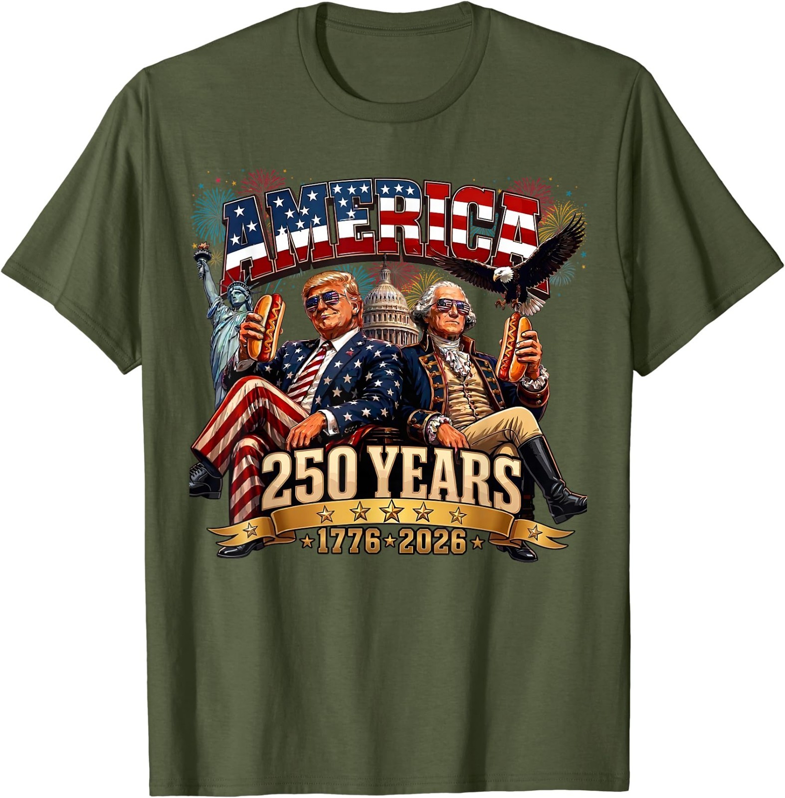 250 Years America Anniversary 250th Trump Washington Vintage T-Shirt