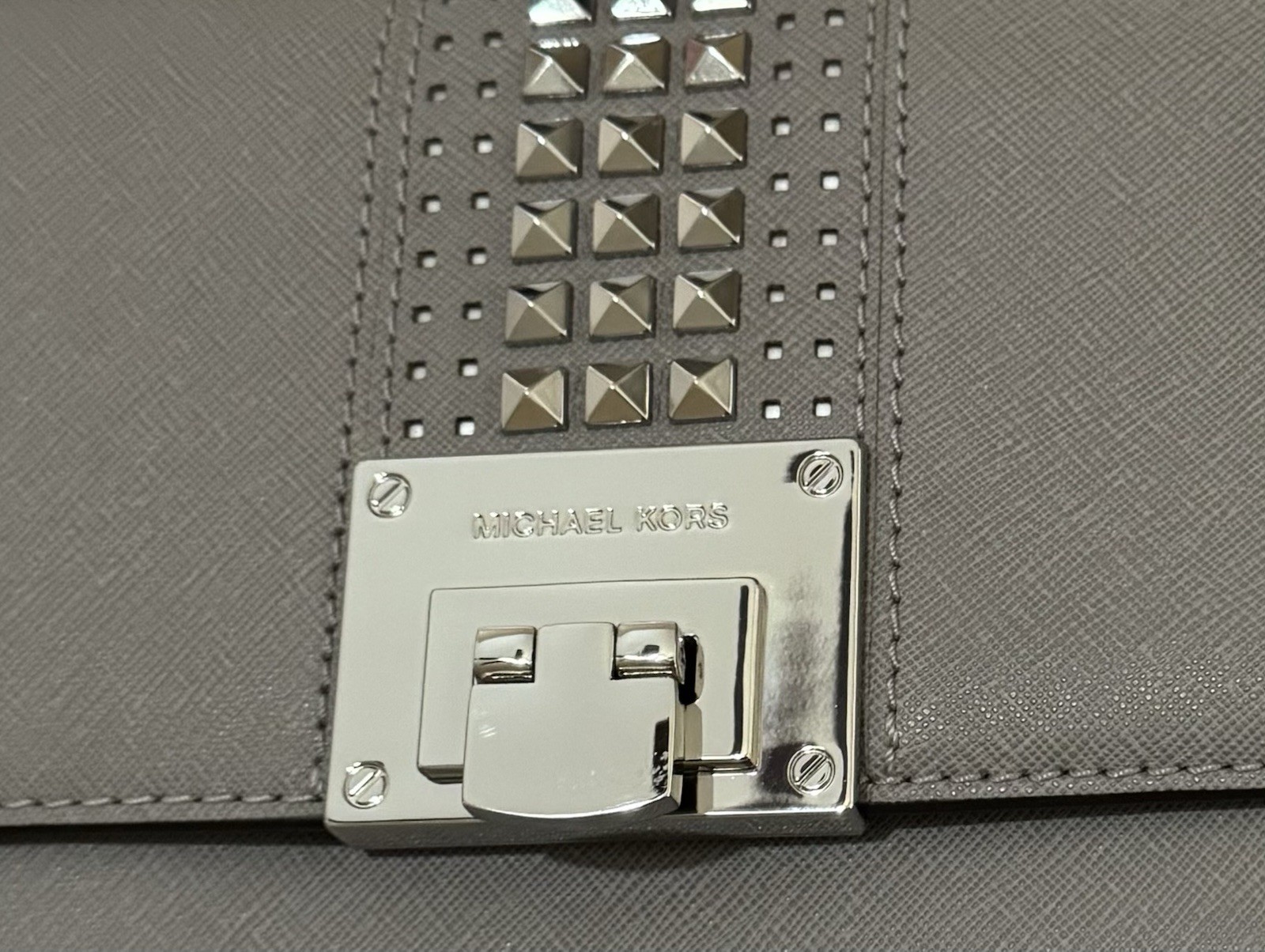 MICHAEL KORS Gray Stud Flap Shoulder Bag Purse MWT FREE SHIPPING