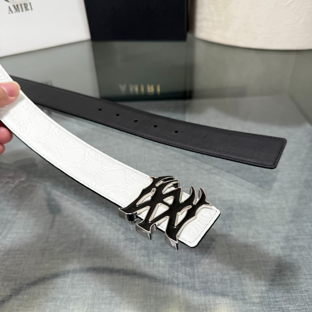 Amiri double-sided cowhide leather belt, 3.8cm wide