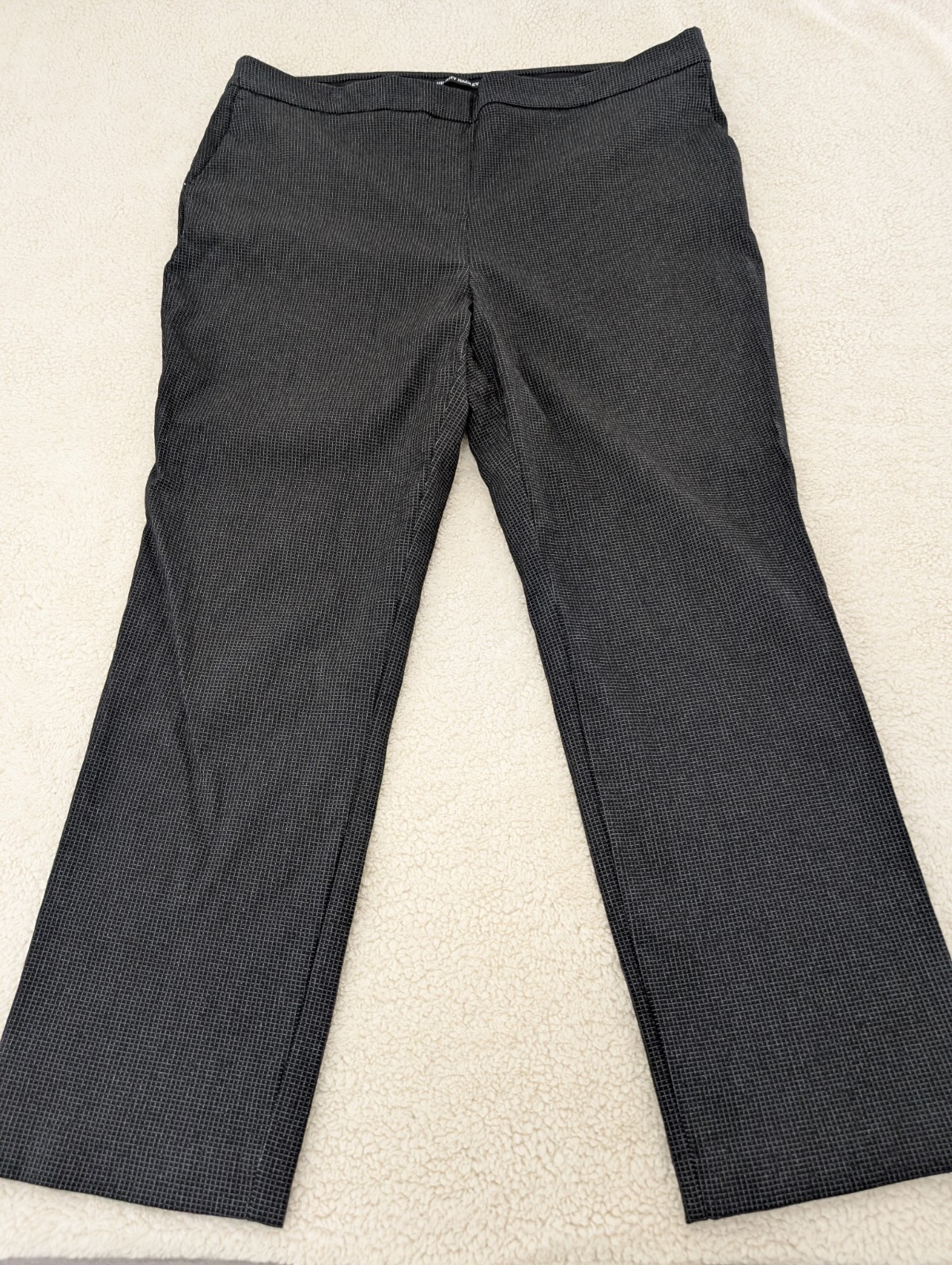 Black Checker Stretch Dress Pants 14-16 XL High Rise Hillary Radley Career Wear