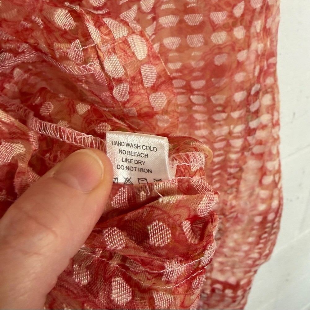 Bamboo Traders Jacket Orange Linen Blend Sheer Floral Geometric Artsy Unique M