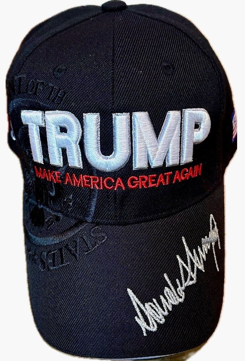 Donald Trump Hat Raised Embroidery President Seal Signature 45-47 US Flag