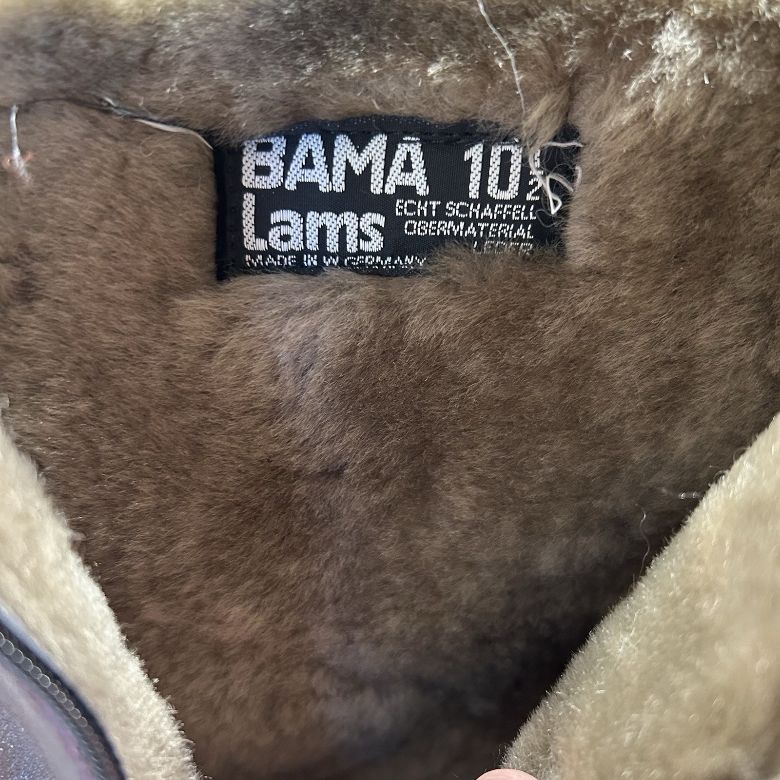 VTG BAMA LAMS Brown Leather Sheepskin Lined Boots West Germany Size 10.5 READ