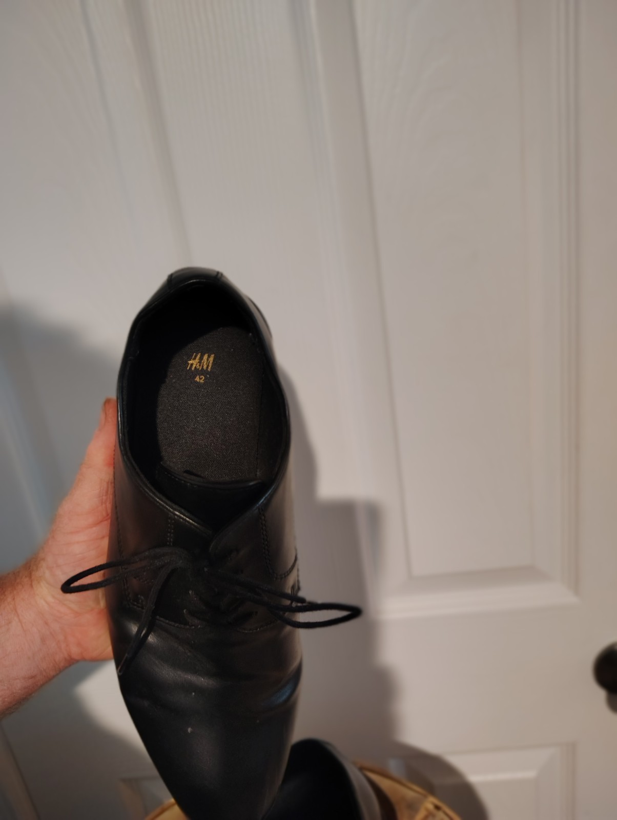 H&M Men’s Black Leather Lace-Up Oxford Dress Shoes Almond Toe Size 9 EU 42