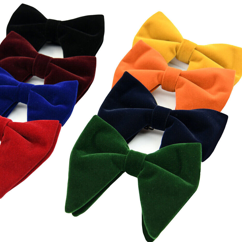 Men Oversize Velvet Bow Tie Big Bowtie Pre-Tied Wedding Party Ties Bowknots