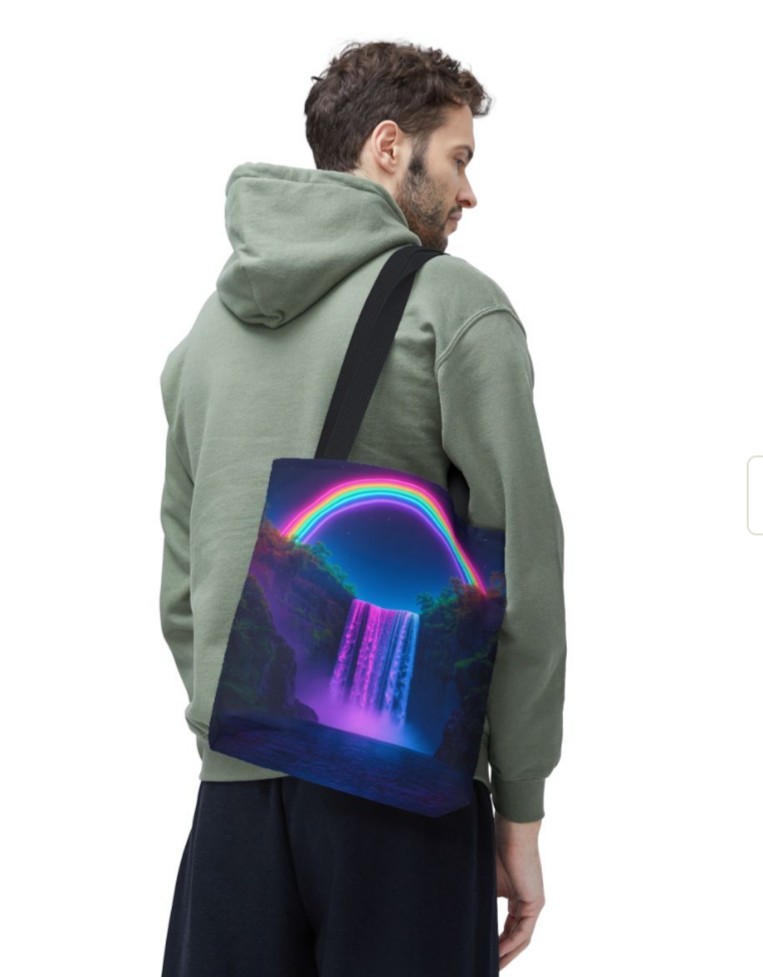 Tote Bag AOP Neon Rainbow And Waterfall