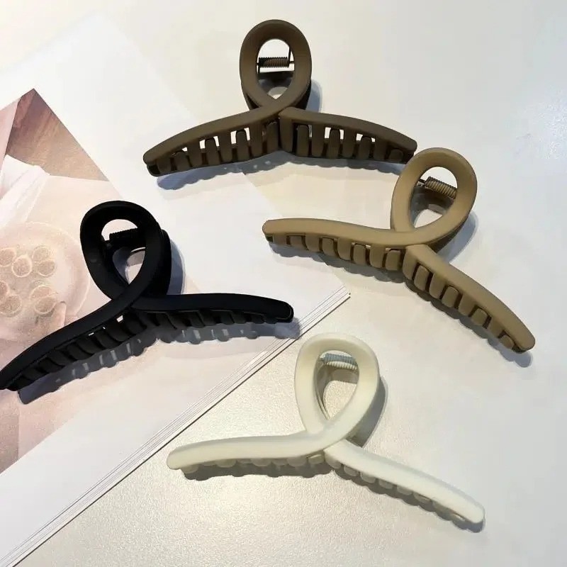 Women Large Matte Hair Claw Clip Cross Hair Clamp Korean Hair Accessory