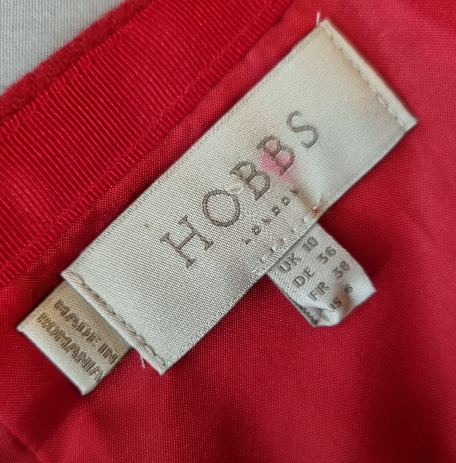 Hobbs Mini Skirt Size 10 Waist 28 in Red Gold Buttons Military