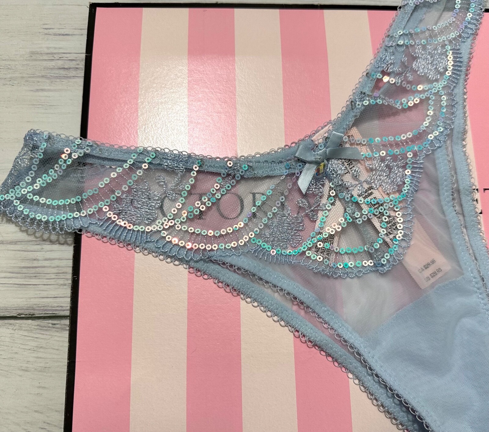 Victoria’s Secret Wicked Iridescent Embroidery Unlined Bra Panty Set Blue
