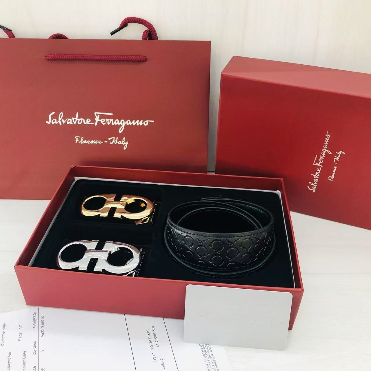 Salvatore Ferragamo Men’s Leather Belt Exquisite Italian Craftsmans Luxury Gift