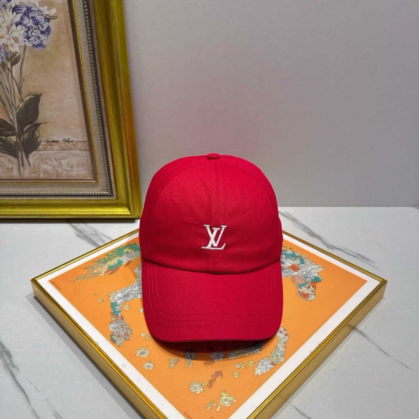 Louis Vuitton Red Solid Baseball Cap Hat One Size Unisex Adults New w/ Tags