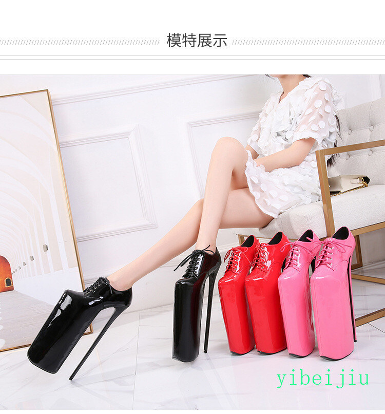 Womens High Heel Platform Shiny Leather Stage Shoes Cross Dresser Nightclub Sexy