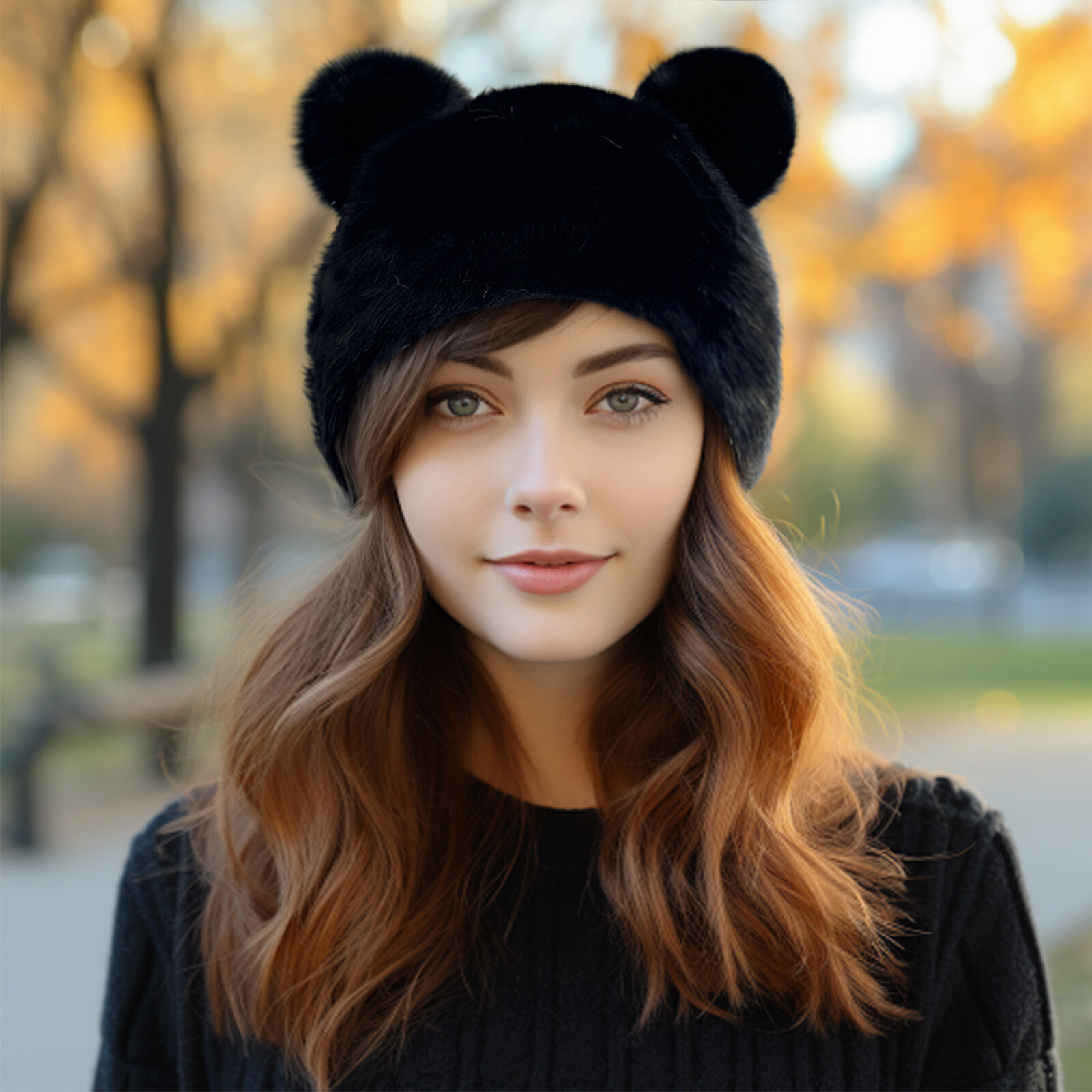 Wrapables Faux Fur Fluffy Bear Ears Winter Beanie Hat